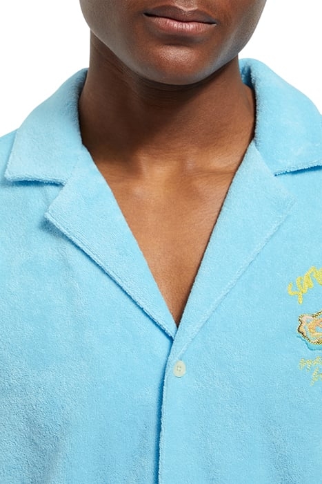 SOLID TOWELLING SHIRT WASHED NEON BLUE 6