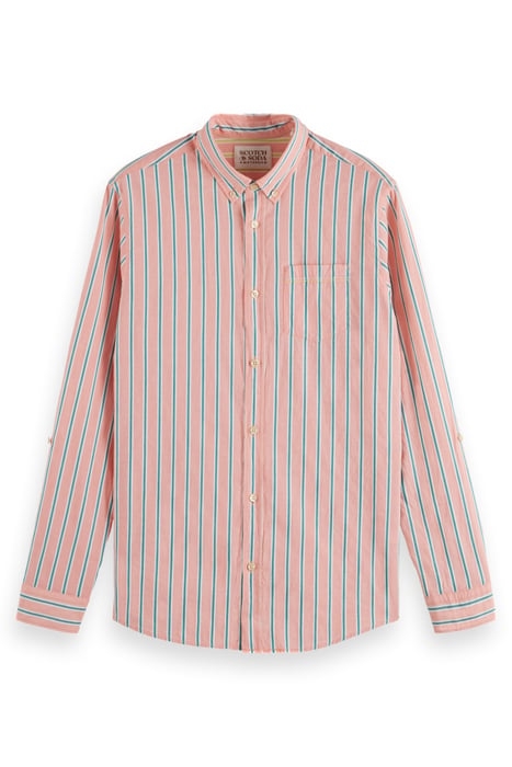 DOBBY STRIPE ROLL UP SLEEVES CORAL STRIPE 3