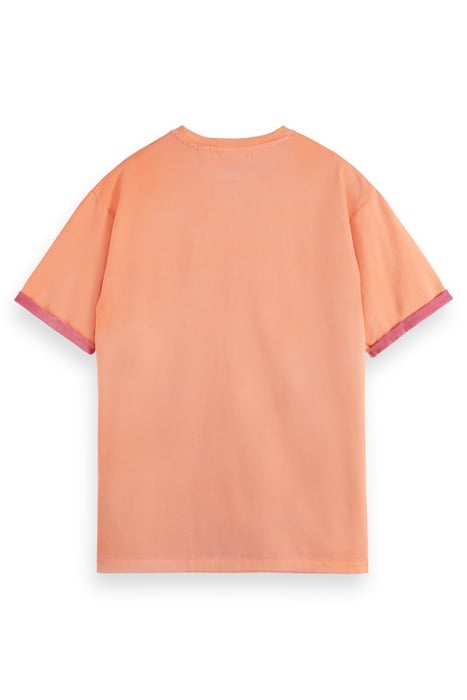 TWO COLOUR SPRAYED T-SHIRT WASHED NEON PEACH 2