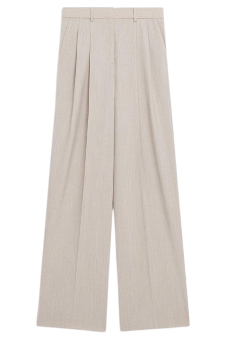 DOUBLE PLEAT PANT IN GOOD WOOL SAND MELANGE 1