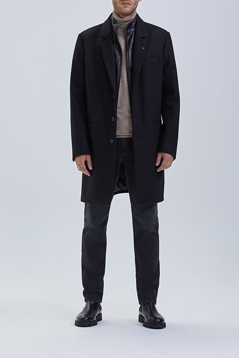 BLACK COAT WITH LEATHER FACING BLACK 2