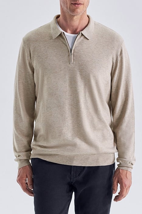 MINK MIXED FABRIC POLO SHIRT, INTERLOCK BACK VISON 1