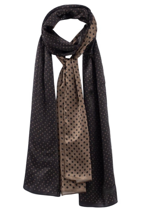 BLACK PURE EDITION DOUBLE POLKA DOT SILK SCARF BLACK 1