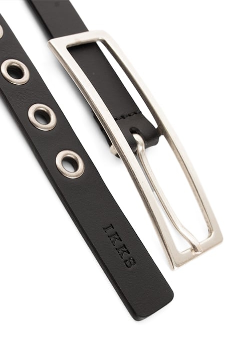 BLACK LEATHER BELT WITH WIDE METAL BUCKLE BLACK 3