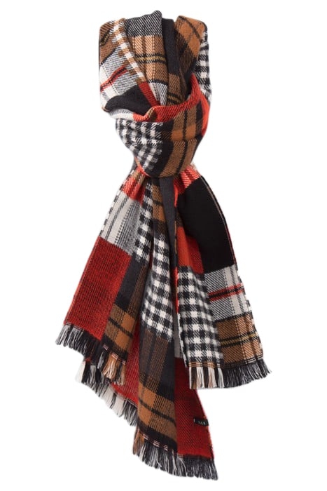 WHITE, GREY, CAMEL, ORANGE CHECK SCARF OFF-WHITE 1
