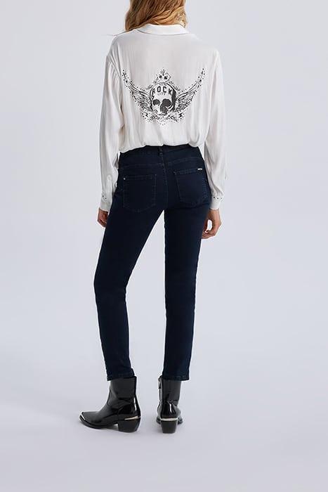 BLUE STUDDED WATERLESS POWERSTRETCH 7/8 SLIM JEANS BLUE 4