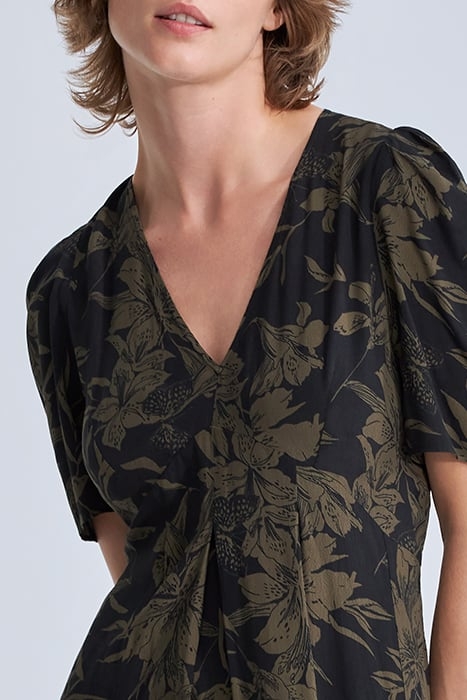 BLACK LILY PRINT LONG DRESS BLACK 3