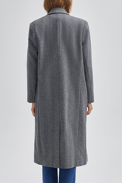 GREY WOOL FABRIC CHEVRON LONG COAT GREY 2