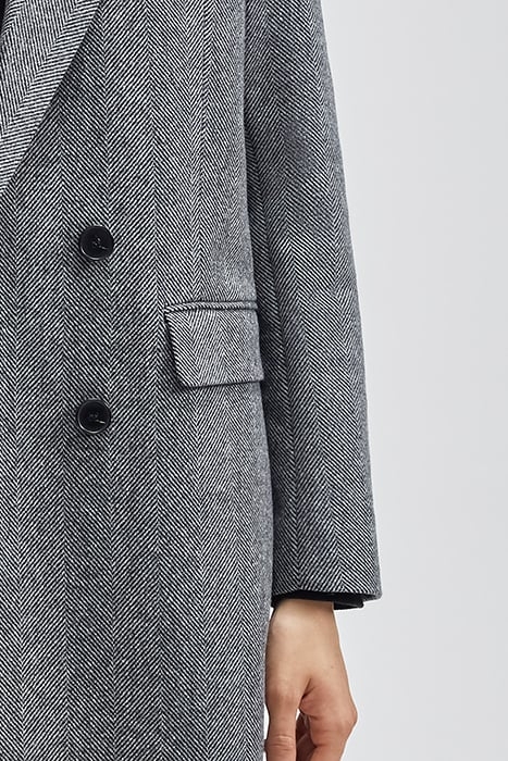 GREY WOOL FABRIC CHEVRON LONG COAT GREY 4