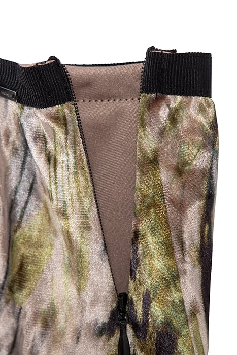 BEIGE ABSTRACT PRINT VELVET MIDI SKIRT TITANE 6