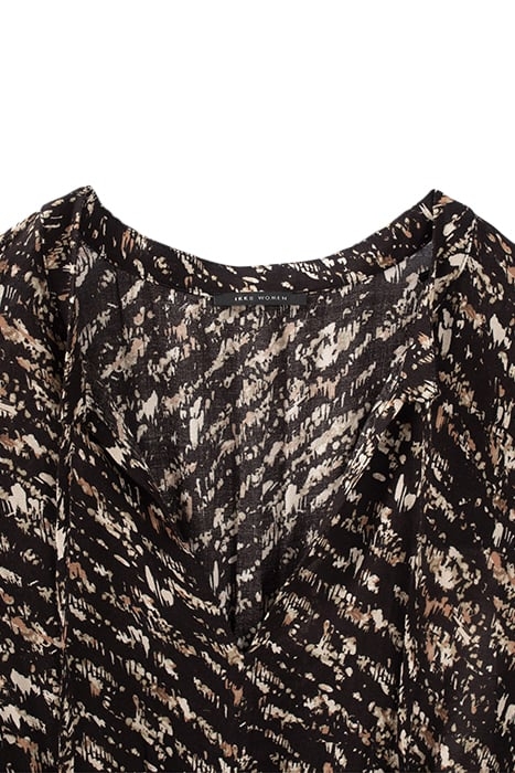 BLACK FUSAIN PRINT LONG DRESS BLACK 7