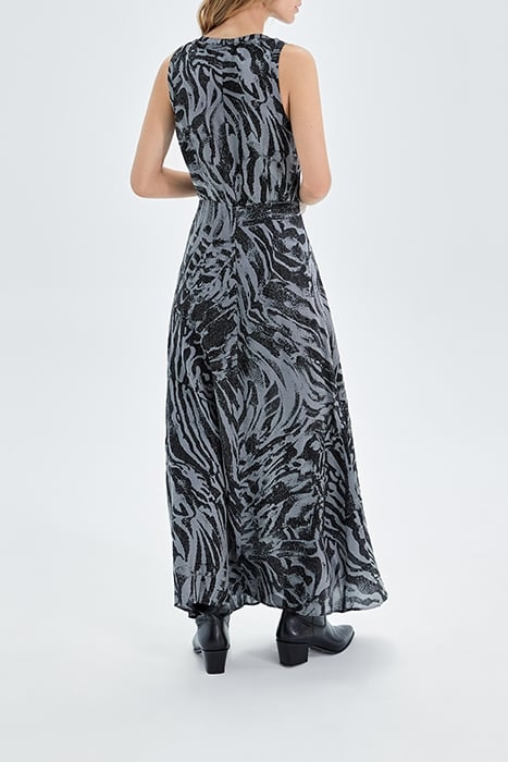 PURE EDITION- GREY LONG ZEBRA PRINT DRESS GREY 2