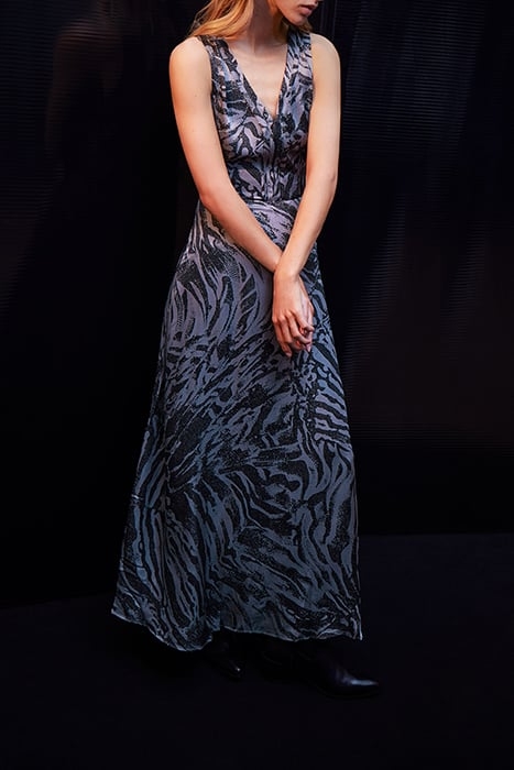 PURE EDITION- GREY LONG ZEBRA PRINT DRESS GREY 7