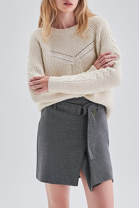 ECRU DECORATIVE STITCH LUREX KNIT SWEATER OFF-WHITE 1