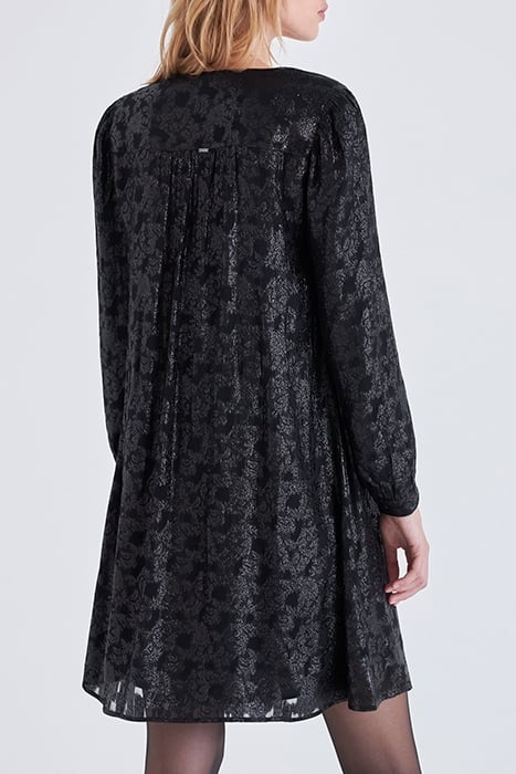 BLACK IRIDESCENT BAROQUE MOTIF JACQUARD DRESS BLACK 2