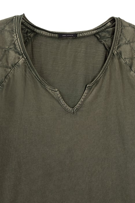 KHAKI QUILTED-SLEEVE T-SHIRT ARMY 7