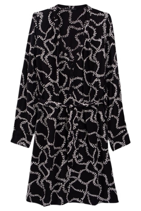 BLACK DRESS WITH ECRU LETTERING PRINT BLACK 4