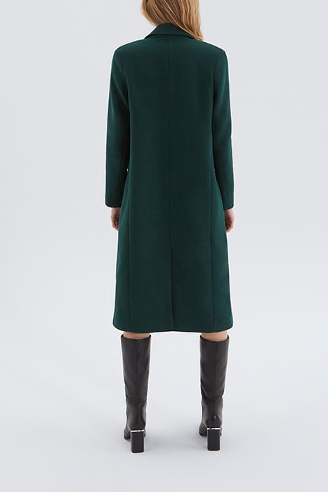 FIR GREEN LONG COAT WITH SKULL PIN BADGE TREE 2