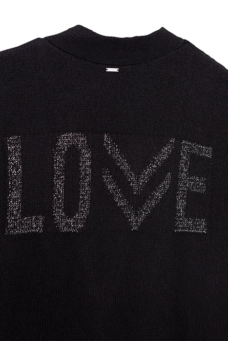 BLACK KNIT CARDIGAN WITH SLOGAN ON BACK BLACK 4