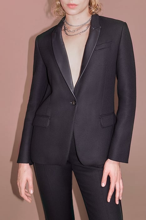 PURE EDITION BLACK SUIT JACKET WITH LEATHER LAPEL BLACK 7