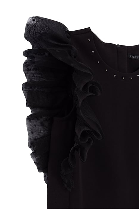 GIRLS’ BLACK RUFFLED TULLE DRESS BLACK 4