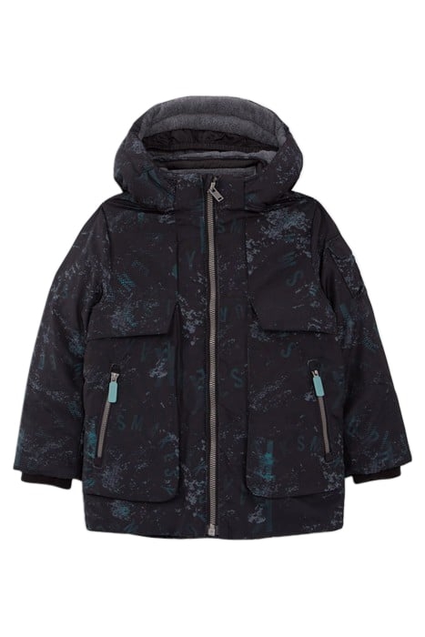 BOYS’ BLACK GRAPHIC PRINT PARKA BLACK 1