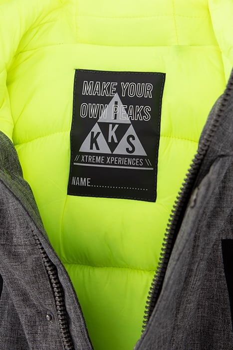 BOYS’ GREY PARKA WITH NEON GREEN LINING GREY 6