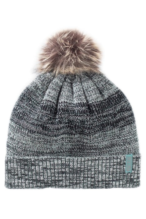 BOYS’ GREEN MARL STRIPED FUR-LINED BEANIE GREEN 1