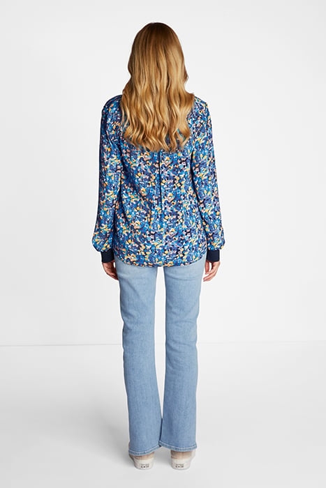 PRINTED V-NECK BLOUSE GRS MIDNIGHT BLUE 3