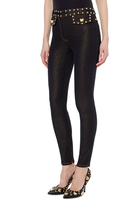 TEDDY BUTTONS STRETCH DENIM TROUSERS BLACK 1