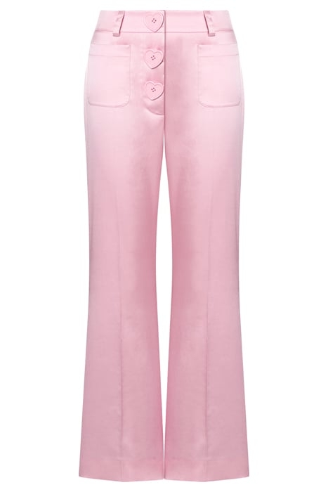 HEART BUTTONS STRETCH SATIN TROUSERS PINK 3