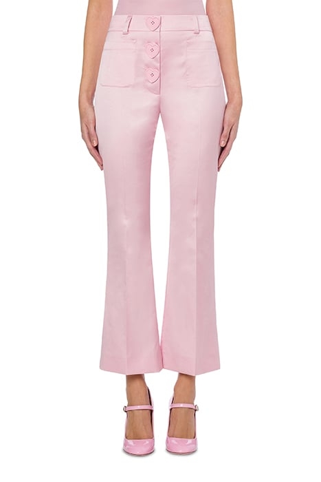 HEART BUTTONS STRETCH SATIN TROUSERS PINK 1