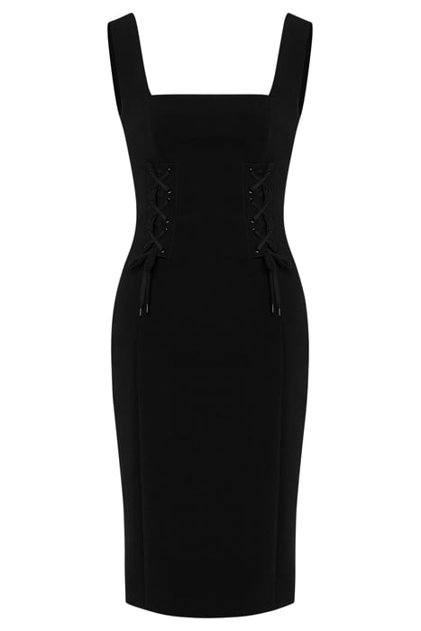 BONDAGE LACING CREPE DRESS BLACK 3