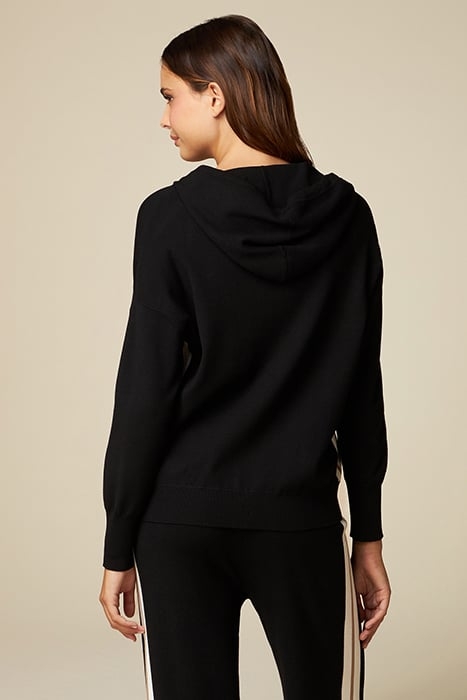 SWEATER WITH HOOD AND ZIP BLACK 2