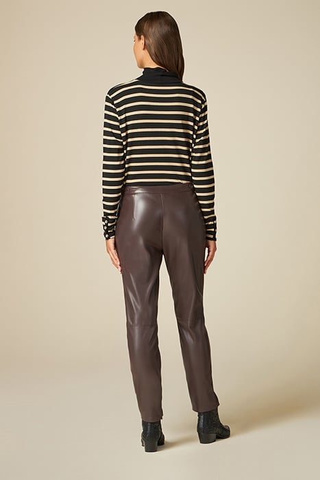 LEATHER-EFFECT SKINNY TROUSERS WITH CHAIN DETAIL NATURAL 2