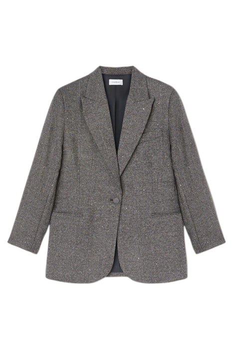 CHECK-PATTERNED SINGLE-BREASTED BLAZER GREY 3