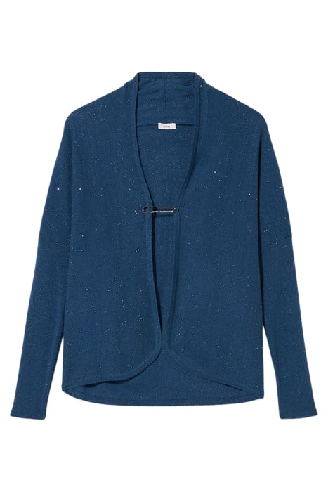 CASHMERE LUREX BLEND CARDIGAN WITH BROOCH BLUE 3