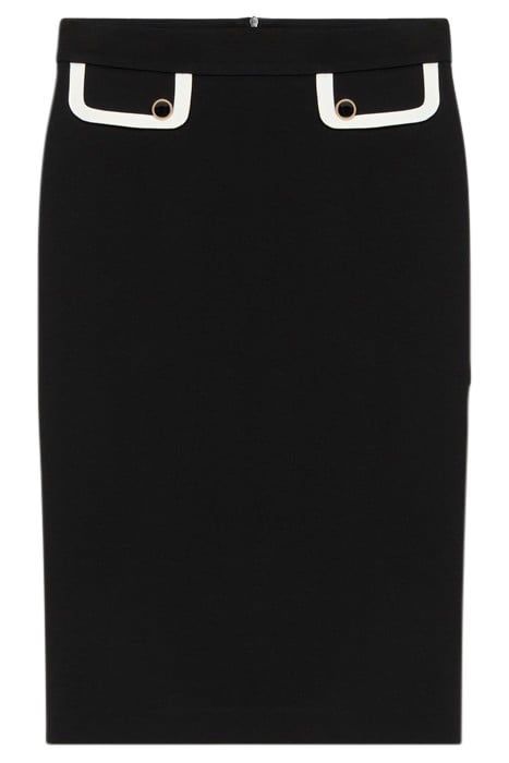 PENCIL SKIRT WITH CONTRASTING TRIMS BLACK 3