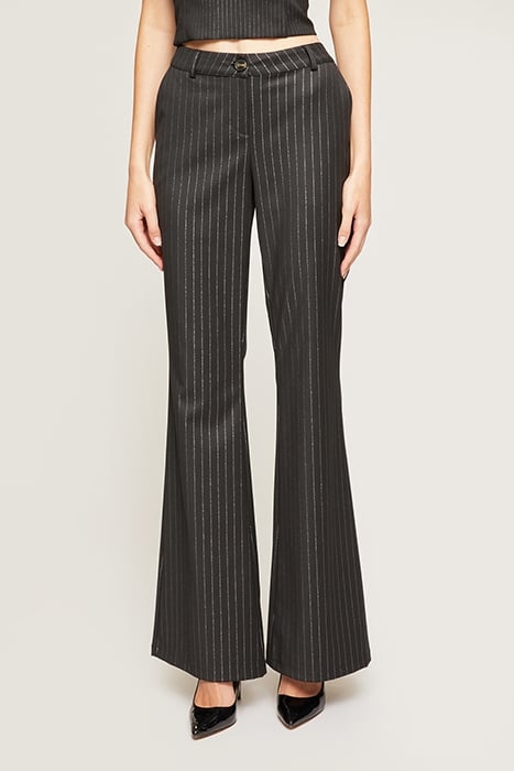 LUREX PINSTRIPED FLARED TROUSERS BLACK 1