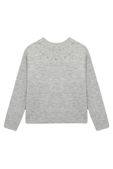 ANIMAL-PATTERN SWEATER WITH JEWEL CHAIN GREY 3