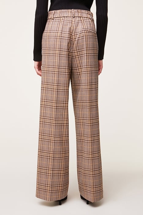 WIDE-LEG CHEQUERED PATTERN TROUSERS YELLOW 2