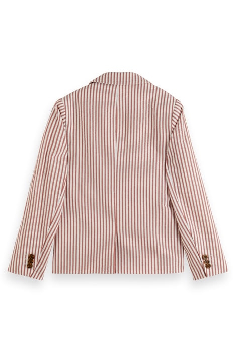 SINGLE BREASTED YARN-DYED STRIPE SEERSUCKER BLAZER TERRACOTT 2