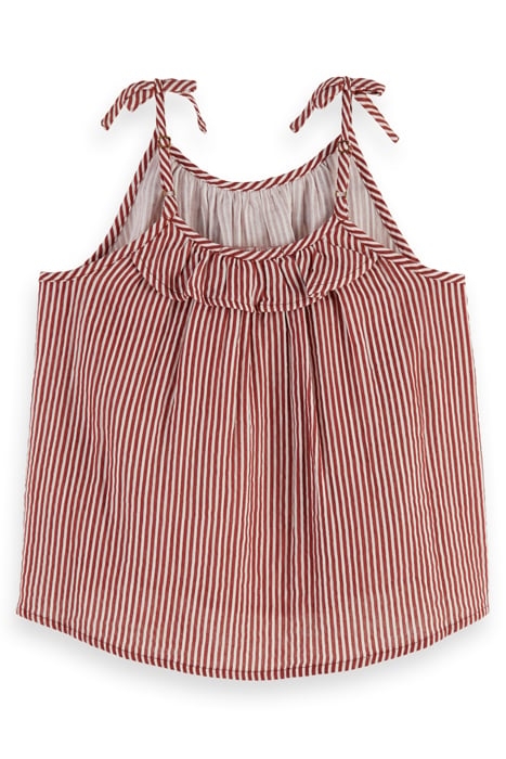 TIE DETAIL CRINKLE COTTON TANK TERRACOTTA STRIPE 1