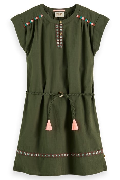 NEON POP EMBROIDERED KAFTAN DRESS SEAWEED GREEN 1