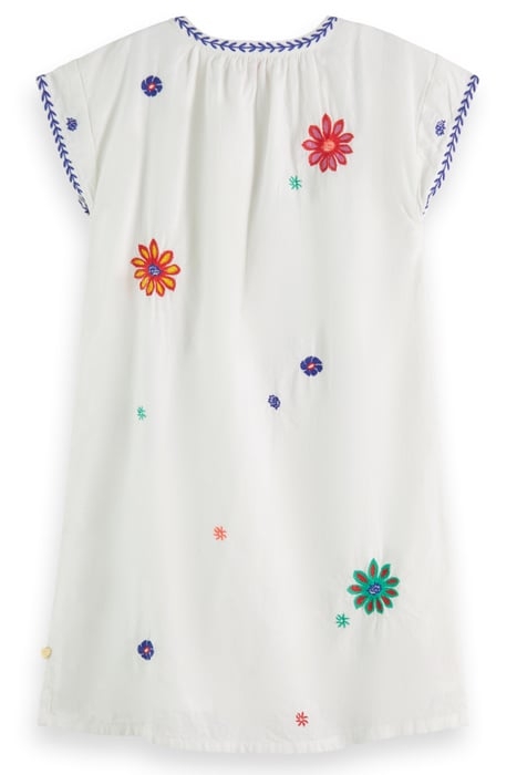 FLOWER EMBROIDERED KAFTAN DRESS OFF WHITE 2