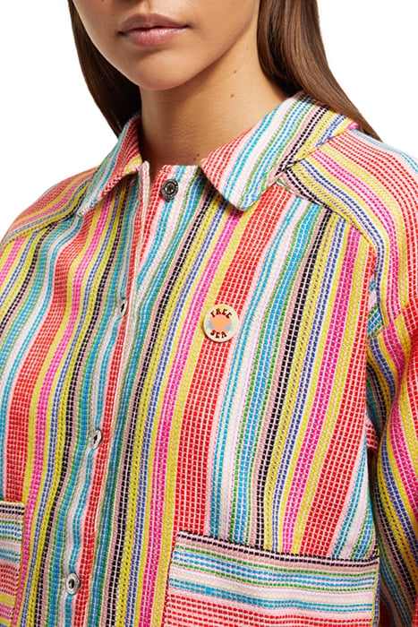 SHORT TRUCKER JACKET IN MULTI COLOUR STRIPE VIBRANT STRIPE 7