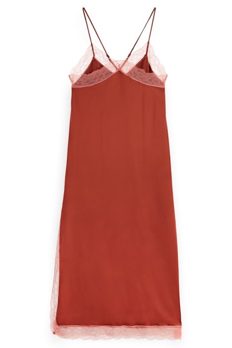 SATIN CAMI DRESS WITH LACE DETAIL TERRACOTTA 2