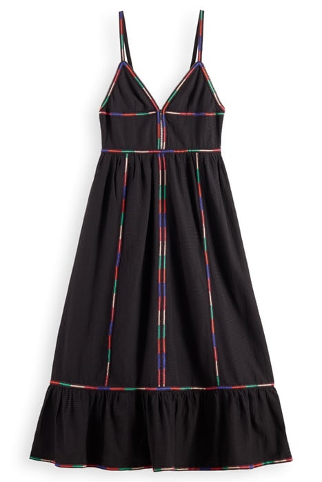 MULTICOLOR EMBROIDERY MAXI DRESS EVENING BLACK 3