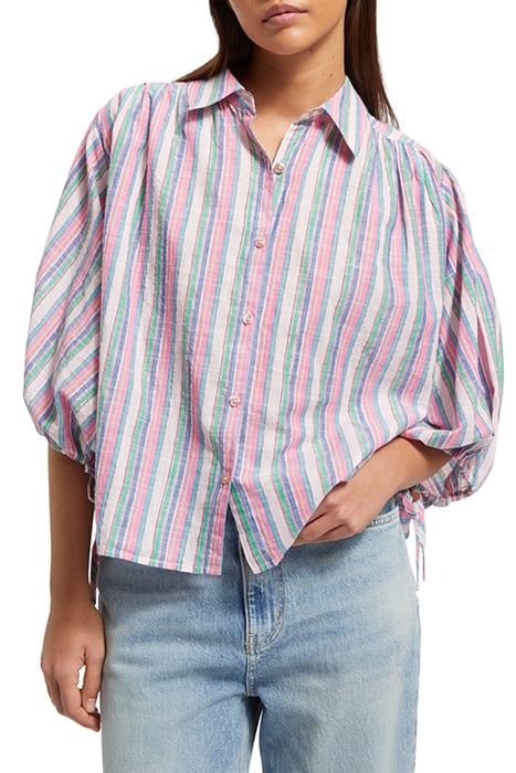 STRIPED BALLOON SLEEVE SHIRT BEACH STRIPE 1