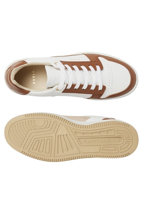 BASKET COURT (L) WHITE LEATHER - BROWN 3